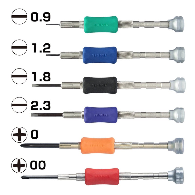 VESSEL Precision screwdriver set TD-56 / -0.9, -1.2, -1.8, -2.3, +00, +0 - Image 3